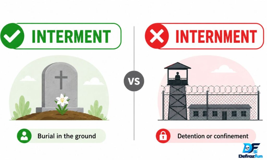Interment vs Internment